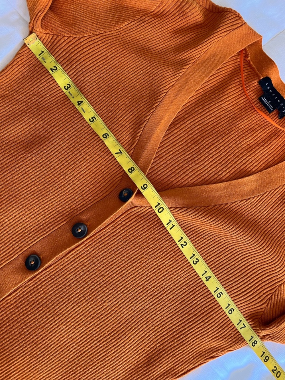 Sanctuary Off-Duty Ribbed Cardigan V-Neck Button Front Orange SmallY2K Spring - Picture 10 of 11